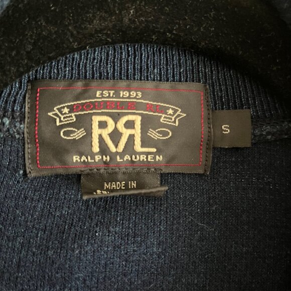 RRL Ralph Lauren Double RL Men's Ribbed Cotton Pullover with Nautical Buttons - Picture 2 of 3